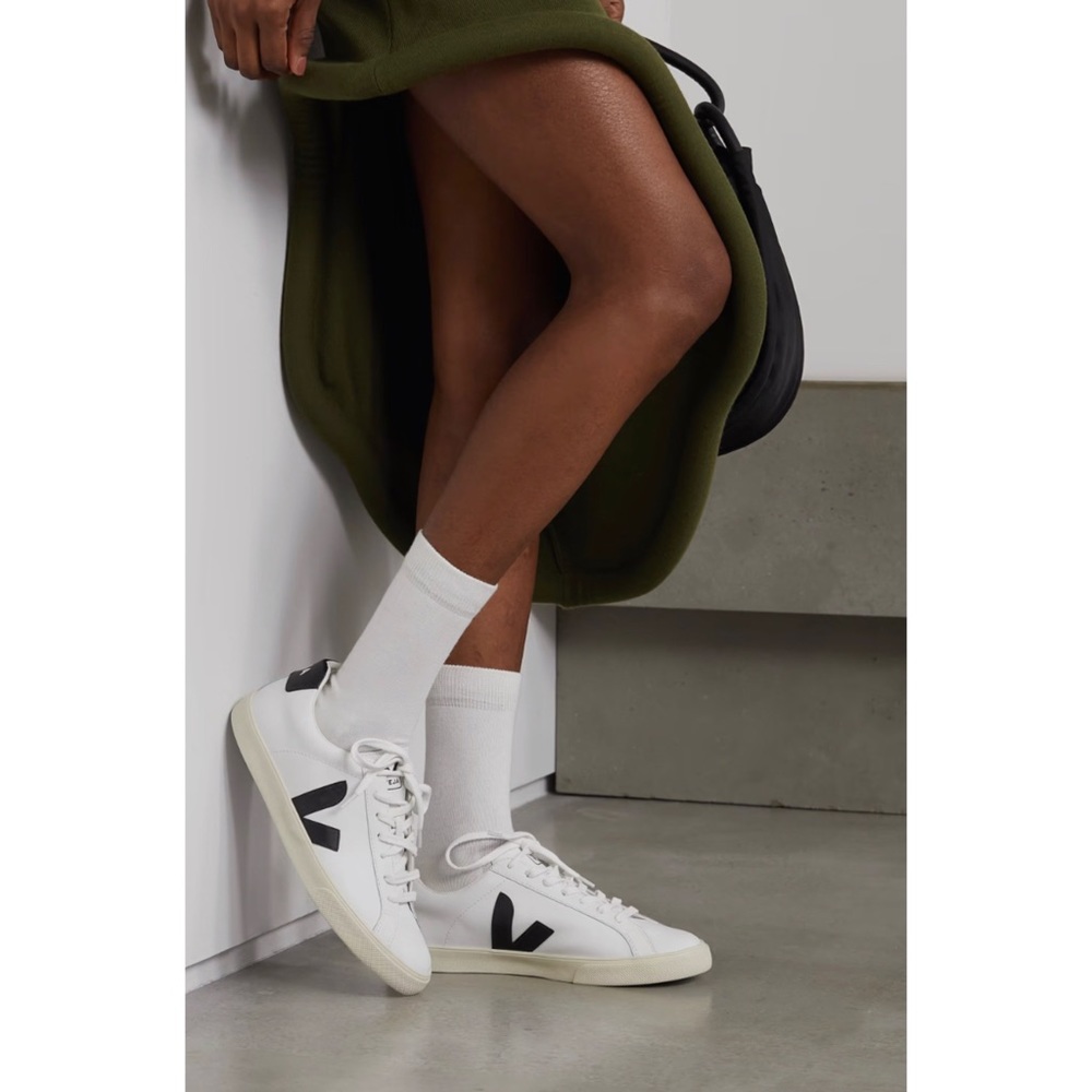 Veja White Sneakers with Black V Logo